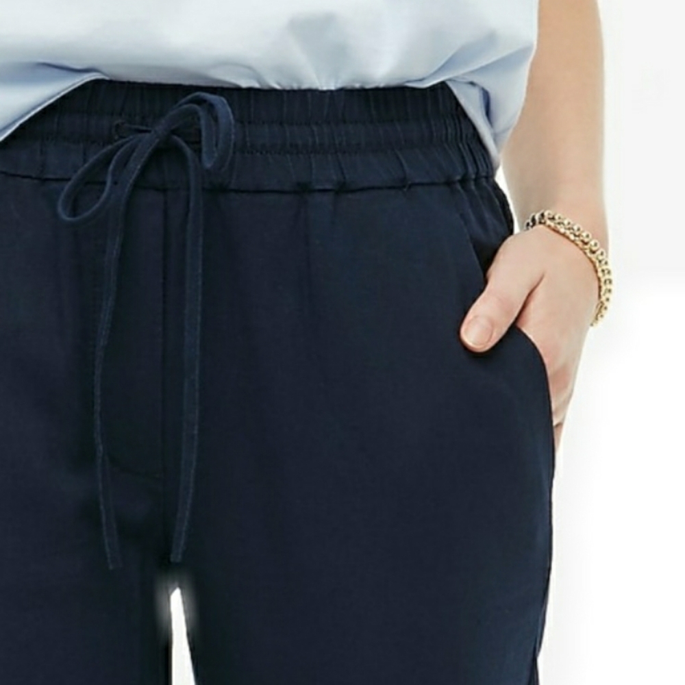 NWT J. Crew Drawstring Navy Crop Pants - Picture 2 of 4